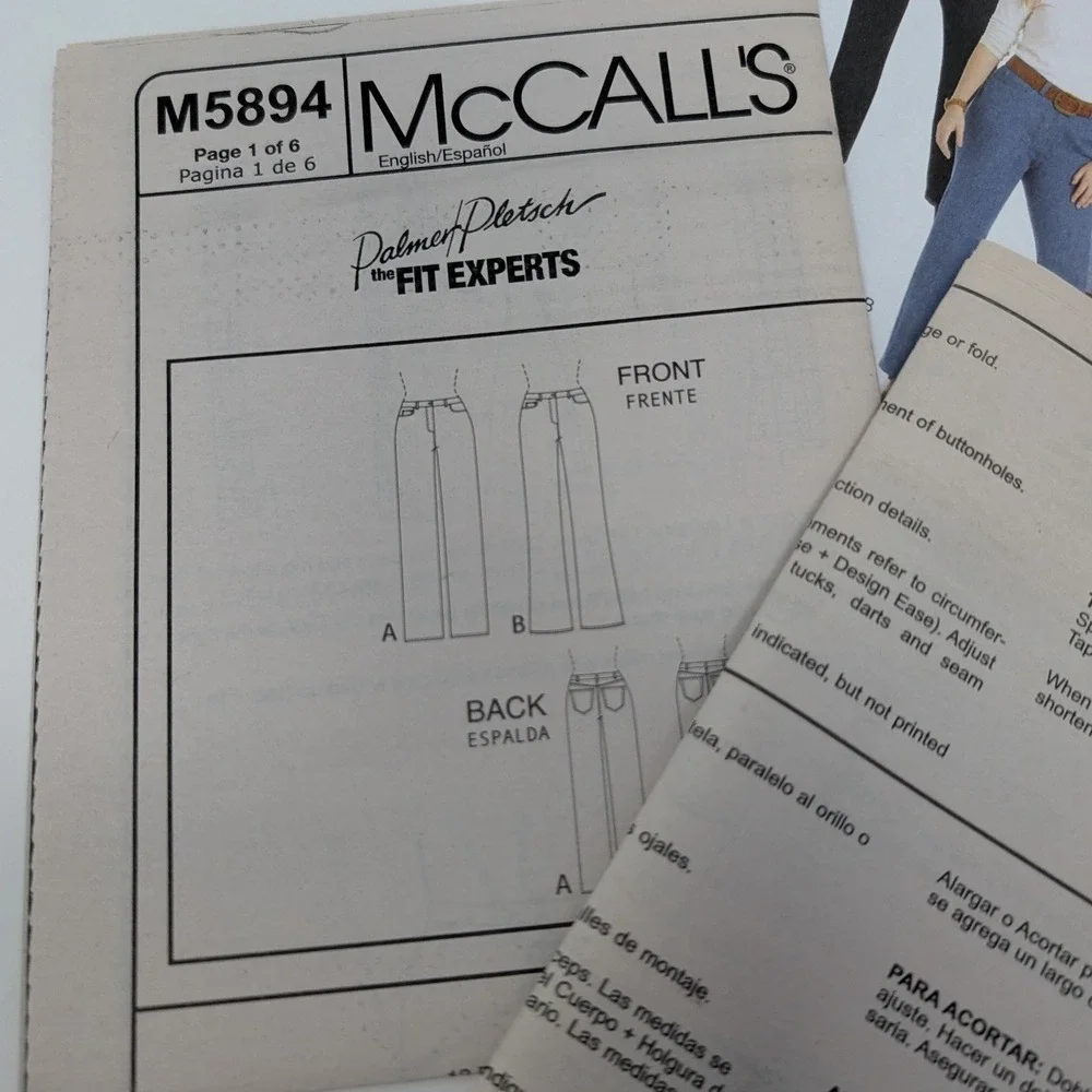 McCalls M5894 Palmer Pletsch The Perfect Jean‎ Sewing Pattern Size 18W-24W RR